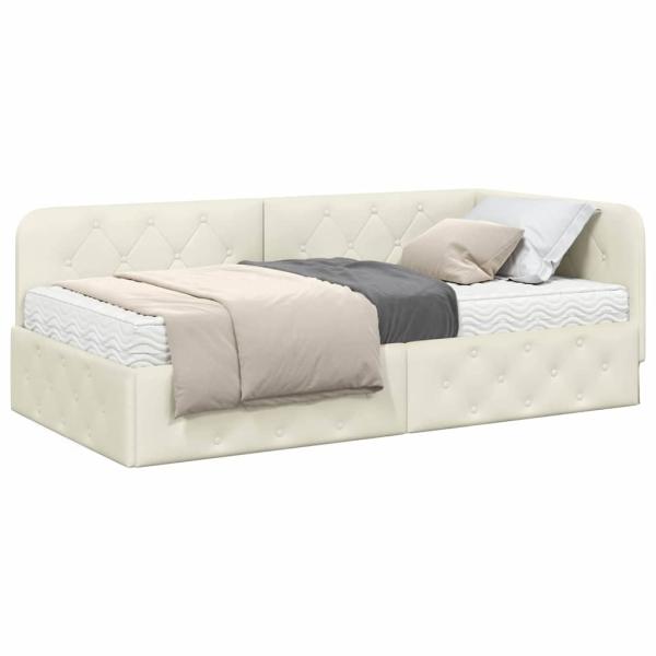 Eckbettgestell Creme 90 x 190 cm Samt