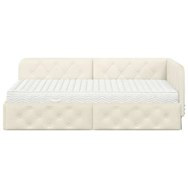 Eckbettgestell Creme 90 x 190 cm Samt
