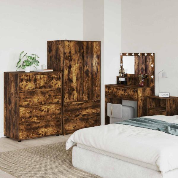 ARDEBO.de - Stauraumschränke 80 x 48 x 105 cm Holzwerkstoff Räuchereiche