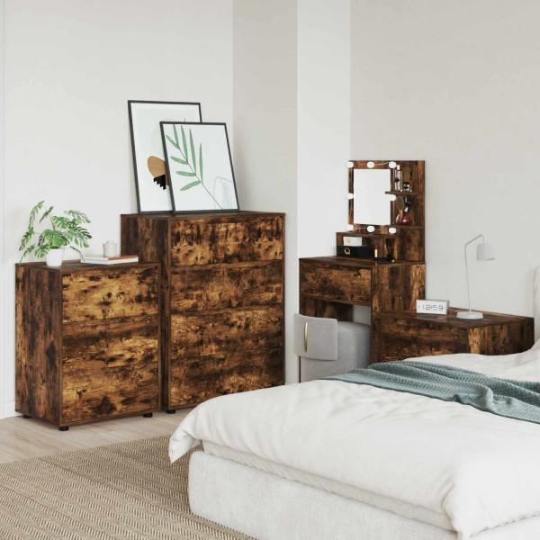 Stauraumschränke 80 x 48 x 105 cm Holzwerkstoff Räuchereiche