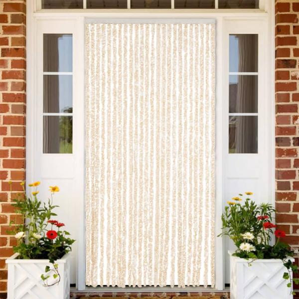 ARDEBO.de - Fliegenvorhang Beige und Weiß 100x200 cm Chenille
