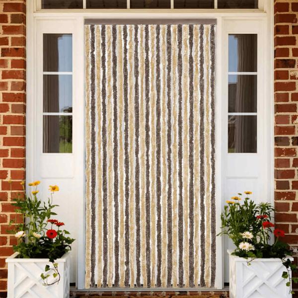 ARDEBO.de - Fliegenvorhang Dunkelbraun und Beige 100x220 cm Chenille