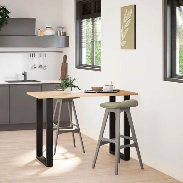 Bartischbeine U-Form 2 Stk. Schwarz 60x(90-91) cm Stahl