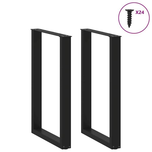 Bartischbeine U-Form 2 Stk. Schwarz 60x(90-91) cm Stahl