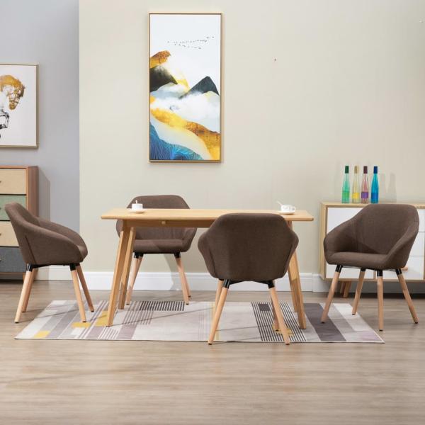 ARDEBO.de - Esszimmerstühle 4 Stk. Braun Stoff