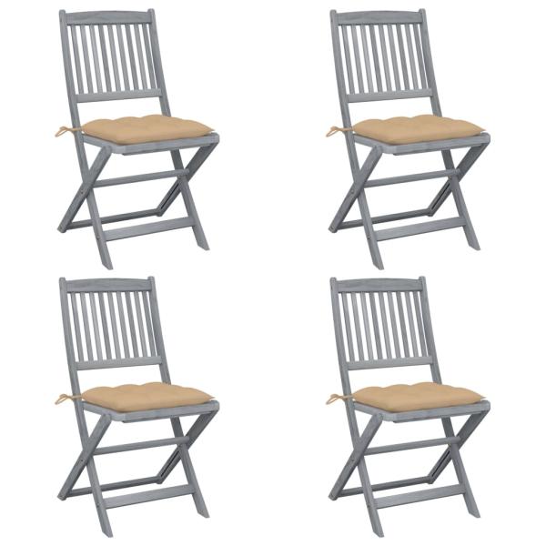 ARDEBO.de - Klappbare Gartenstühle 4 Stk. mit Kissen Massivholz Akazie