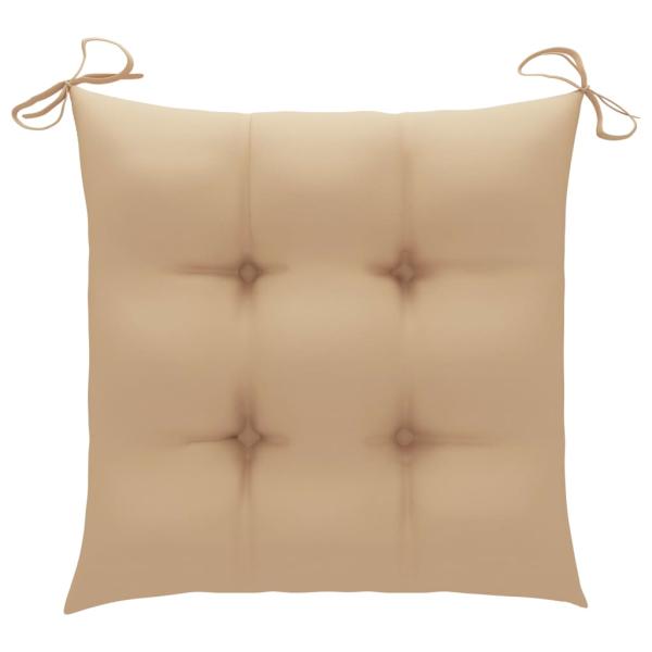 Gartenstühle mit Beige Kissen 4 Stk. Massivholz Teak