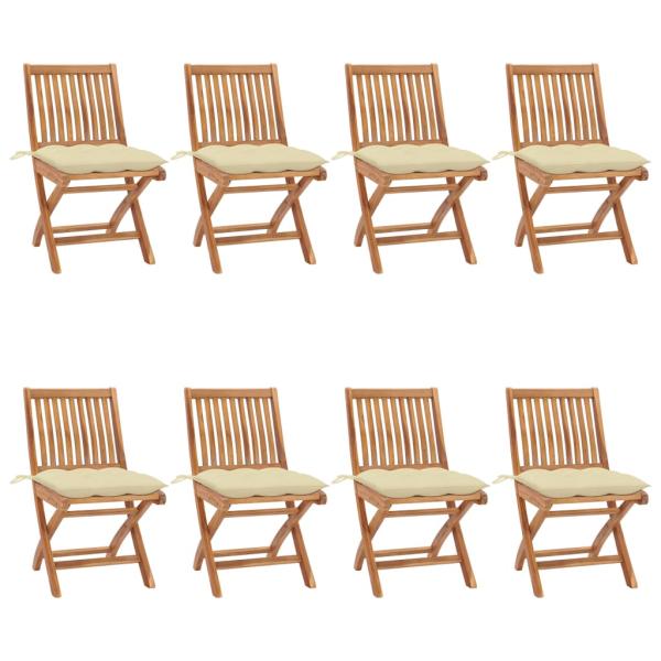 ARDEBO.de - Klappbare Gartenstühle mit Kissen 8 Stk. Massivholz Teak