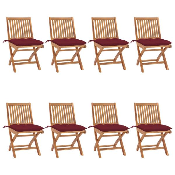 ARDEBO.de - Klappbare Gartenstühle mit Kissen 8 Stk. Massivholz Teak