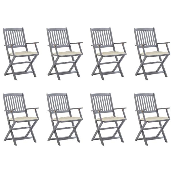 ARDEBO.de - Klappbare Gartenstühle 8 Stk. mit Kissen Massivholz Akazie