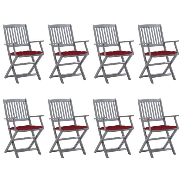 ARDEBO.de - Klappbare Gartenstühle 8 Stk. mit Kissen Massivholz Akazie