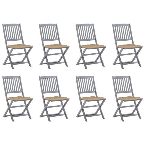ARDEBO.de - Klappbare Gartenstühle 8 Stk. mit Kissen Massivholz Akazie