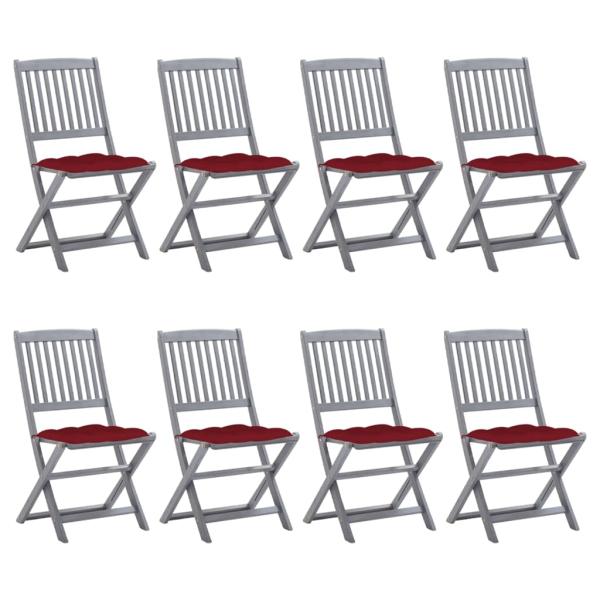 ARDEBO.de - Klappbare Gartenstühle 8 Stk. mit Kissen Massivholz Akazie
