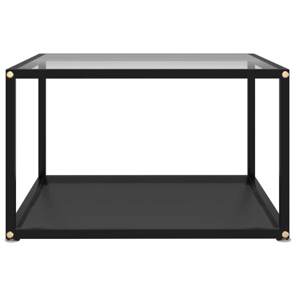Couchtisch Transparent und Schwarz 60x60x35 cm Hartglas