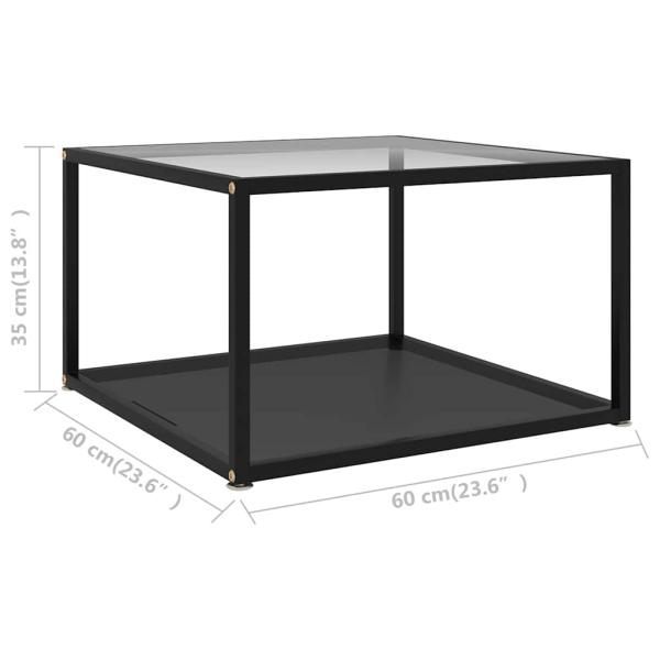 Couchtisch Transparent und Schwarz 60x60x35 cm Hartglas