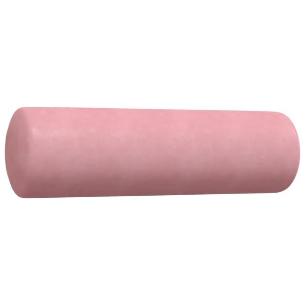 2-tlg. Sofagarnitur mit Kissen und Nackenrollen Rosa Samt