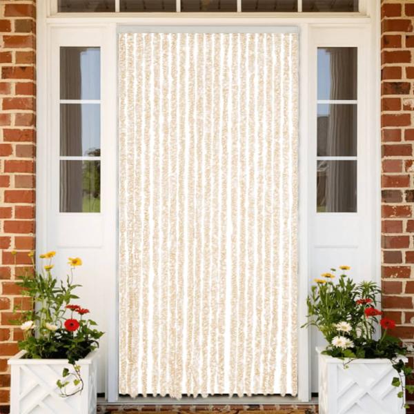 ARDEBO.de - Fliegenvorhang Beige und Weiß 90x200 cm Chenille