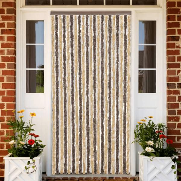 ARDEBO.de - Fliegenvorhang Dunkelbraun und Beige 90x200 cm Chenille