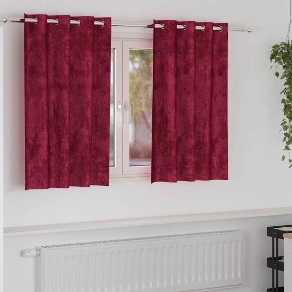 ARDEBO.de - Samtvorhänge 2 Stk. Weinrot 140 x 140 cm Samt