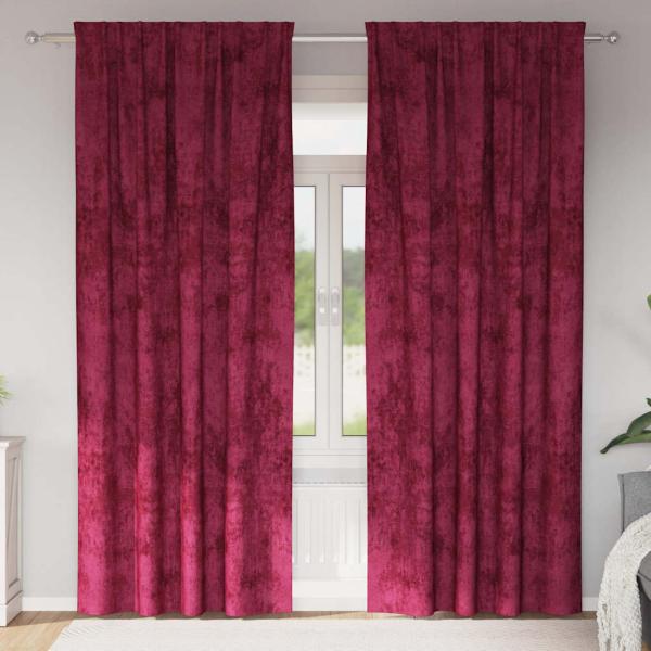 ARDEBO.de - Samtvorhänge 2 stk. Weinrot 245 x 140 cm Samt