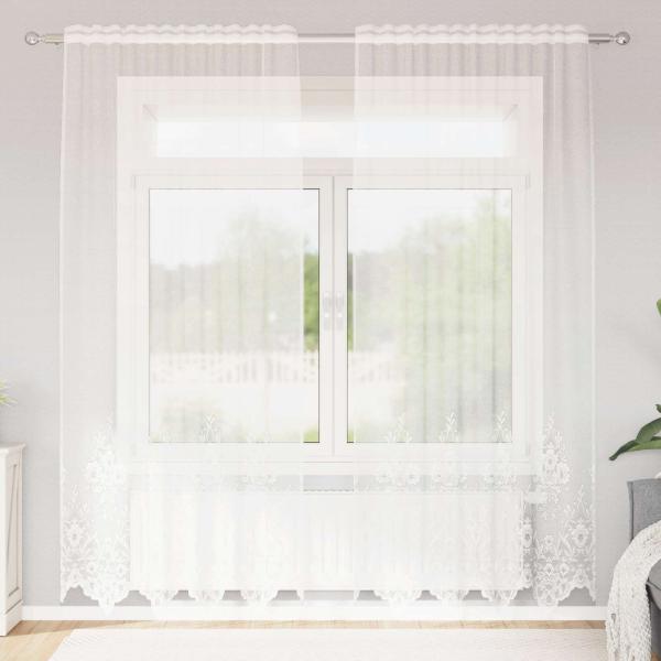 ARDEBO.de - Spitzenvorhang Weiß 200 x 150 cm Polyester