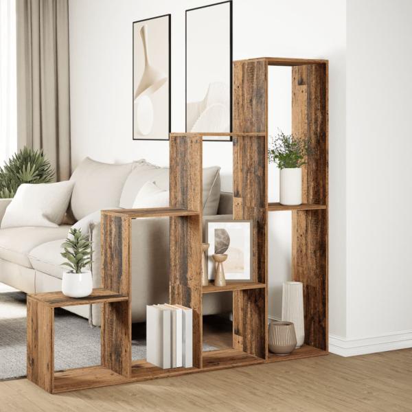 Raumteiler-B?cherregal 4 Stufen Altholz-Optik 143,5x29x143,5 cm
