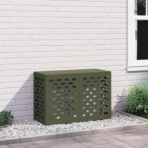 ARDEBO.de - Klimaanlagenabdeckung Olivgrün 90 x 40 x 60 cm Stahl