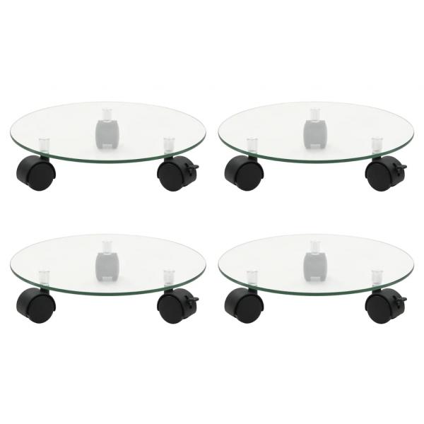ARDEBO.de - Pflanzenroller 4 Stk. 28 cm Hartglas Rund
