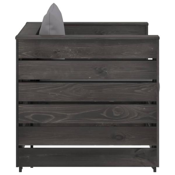 2-tlg. Garten-Lounge-Set mit Kissen Grau Imprägniertes Holz