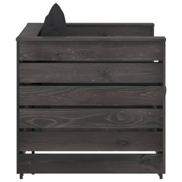 2-tlg. Garten-Lounge-Set mit Kissen Grau Imprägniertes Holz