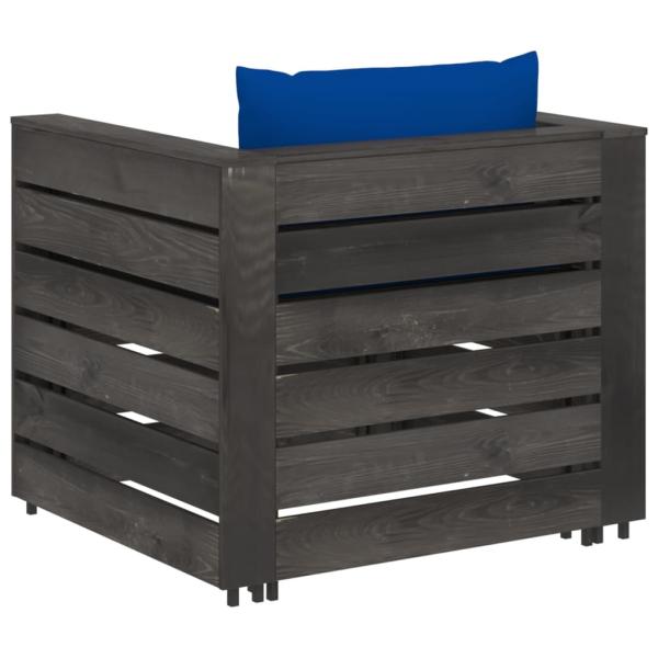 2-tlg. Garten-Lounge-Set mit Kissen Grau Imprägniertes Holz