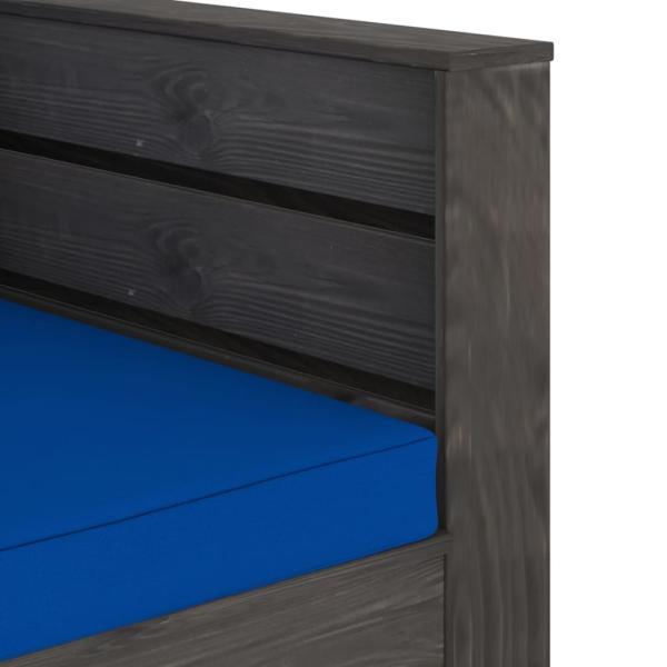 2-tlg. Garten-Lounge-Set mit Kissen Grau Imprägniertes Holz