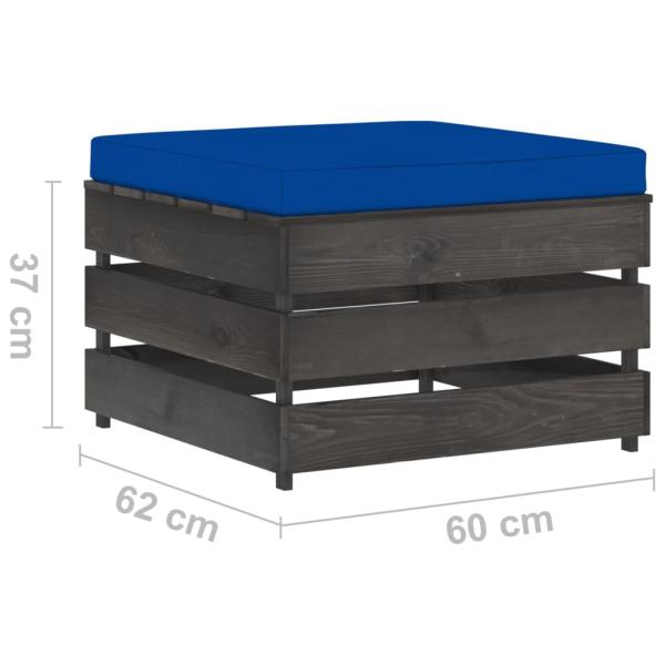 2-tlg. Garten-Lounge-Set mit Kissen Grau Imprägniertes Holz
