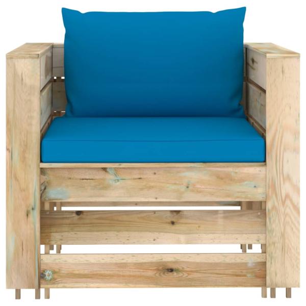 2-tlg. Garten-Lounge-Set mit Kissen Grün Imprägniertes Holz