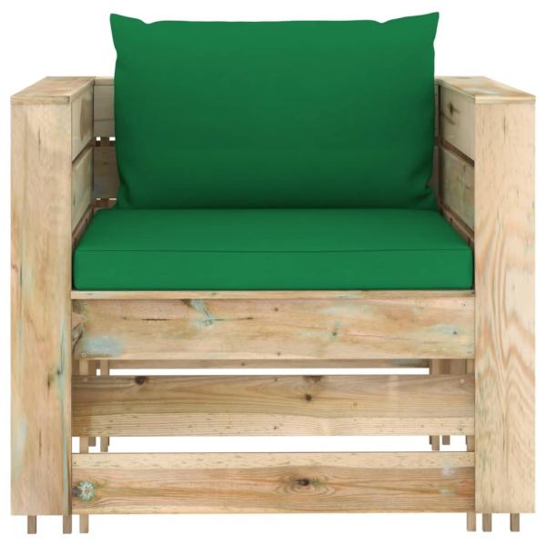 2-tlg. Garten-Lounge-Set mit Kissen Grün Imprägniertes Holz