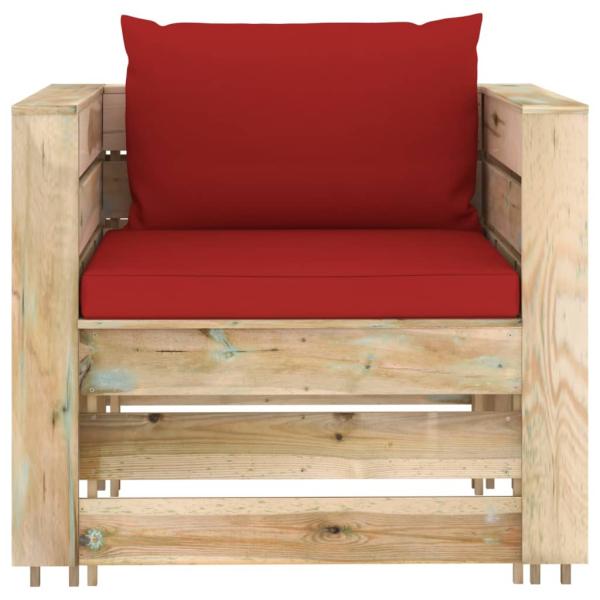 2-tlg. Garten-Lounge-Set mit Kissen Grün Imprägniertes Holz