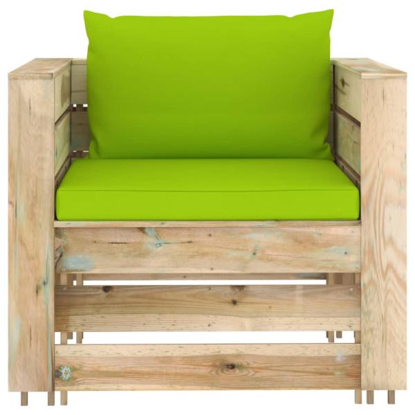 2-tlg. Garten-Lounge-Set mit Kissen Grün Imprägniertes Holz