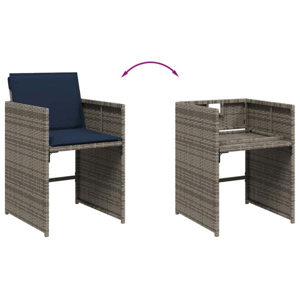 13-teiliges Garten-Ess-Set mit Kissen, grau, Polyrattan