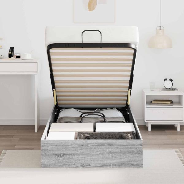 Ottoman Bettgestell Sonoma-Grau 75,5 x 190 cm Holzwerkstoff