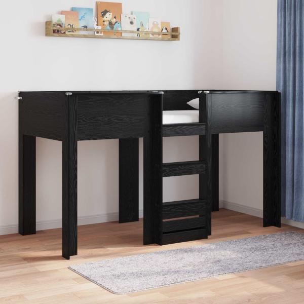ARDEBO.de - Etagenbett für Kinder Schwarz Eichen-Optik 75 x 190 cm