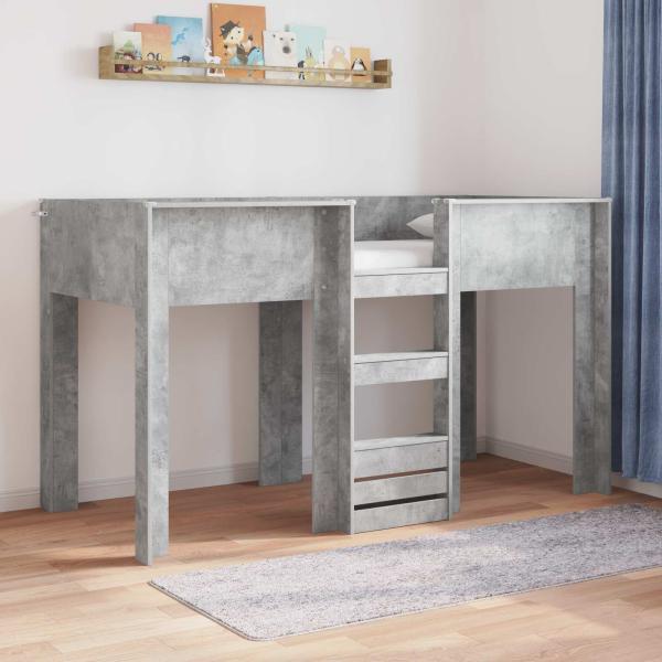 ARDEBO.de - Etagenbett für Kinder Beton Grau 75 x 190 cm Holzwerkstoff