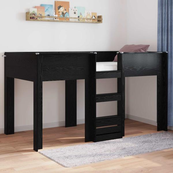 ARDEBO.de - Etagenbett für Kinder Schwarz Eichen-Optik 90 x 200 cm