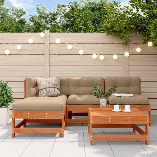 ARDEBO.de - Garten-Lounge-Set 5 Stk. Wachsbraun Massives Kiefernholz