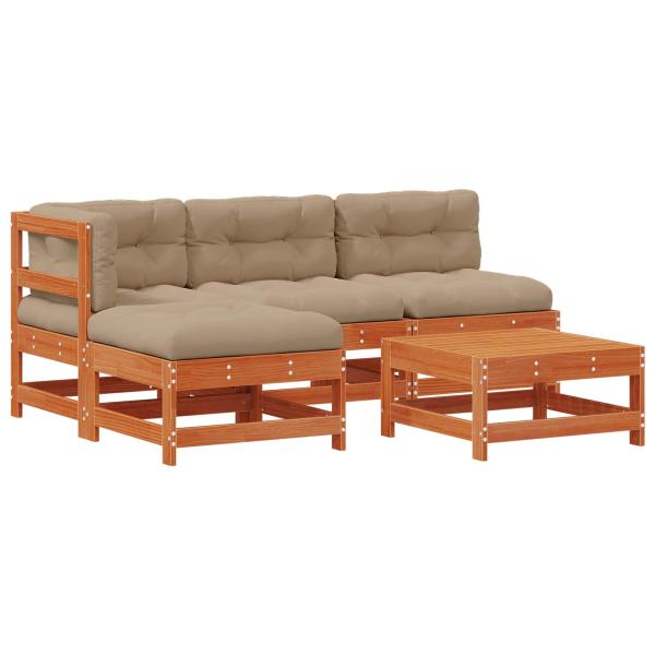 Garten-Lounge-Set 5 Stk. Wachsbraun Massives Kiefernholz