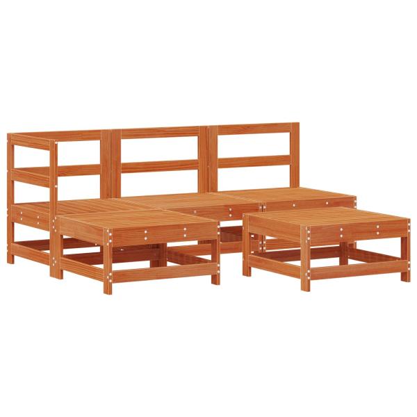Garten-Lounge-Set 5 Stk. Wachsbraun Massives Kiefernholz