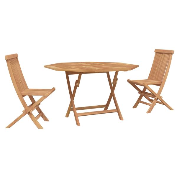 Garten Bistro Set 3 stk. Natur Massivholz Teak