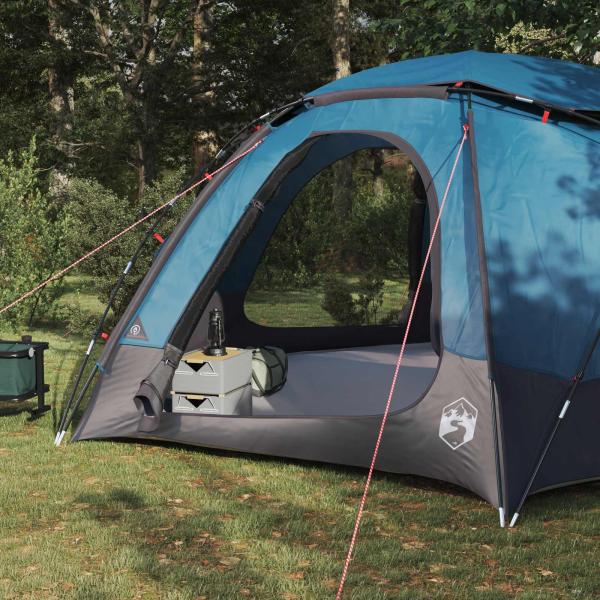 Kuppelzelt mit abnehmbarem Regenfly 12 Personen Blau
