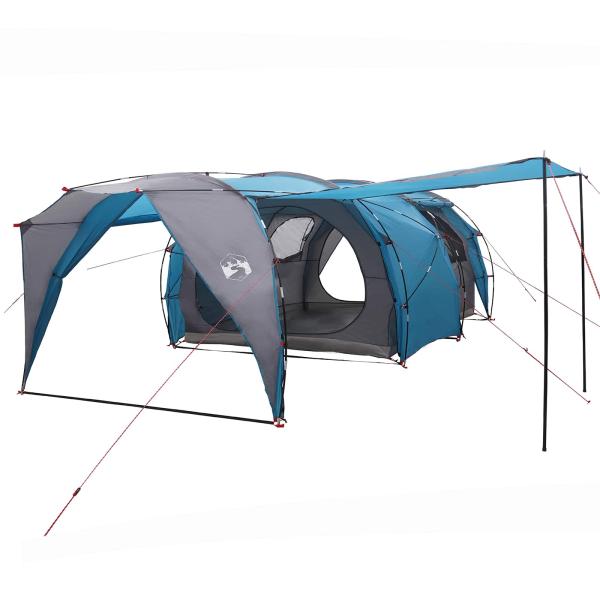 Tunnelzelt 6 Personen Blau 185T Polyester mit PU-Beschichtung
