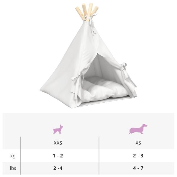 Haustier-Tipi mit Kissen Weiß 40 x 40 x 50 cm Polyester