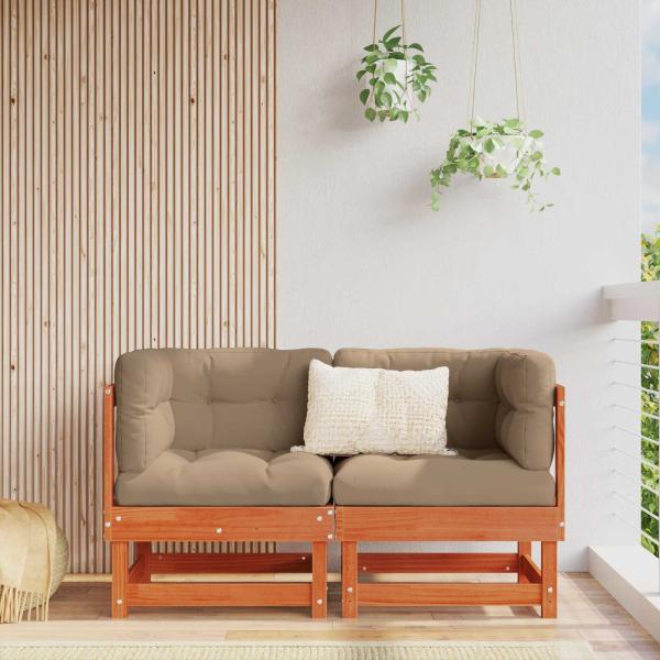 ARDEBO.de - 2 Stk. Gartenecksofa Massives Kiefernholz Wachsbraun